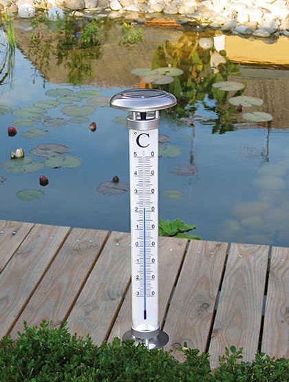 Großes Solar-Gartenthermometer mit Beleuchtung - Solaranlagen - Korschenbroich