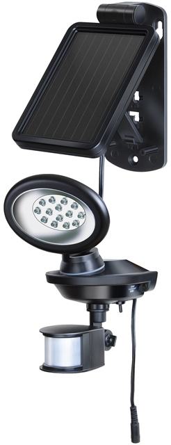 Solar-Strahler mit 14 hellen LEDs und Infrarot-Bewegungsmelder - Solaranlagen - Korschenbroich