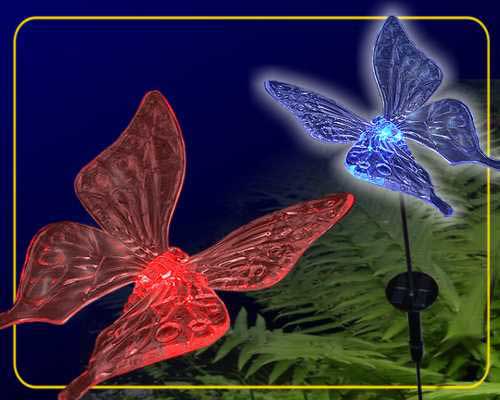 LED Solarleuchte  Schmetterling  mit Farbwechseleffekten - Solaranlagen - Korschenbroich