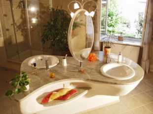 Doppelte Waschtisch-Gestaltung - Fliesen Keramik Ziegel - Waldkirch