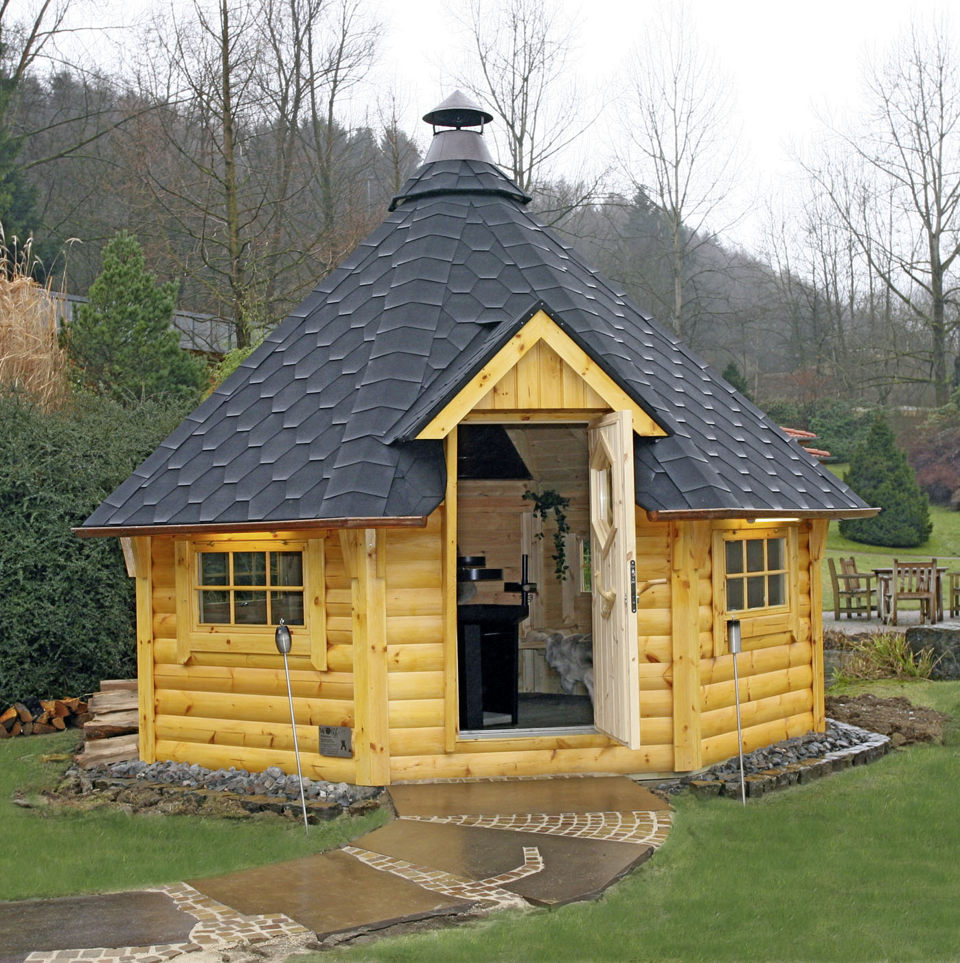 Finnische Grillkota von 9,20 m bis 25,00 m mit vielen Ausstattungsvarianten,.. - Holz - Dahlwitz Hoppegarten